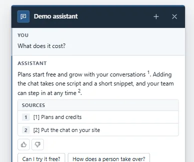 Preview of the Corporate bubble chat template