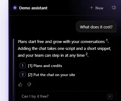 Preview of the Dark sidebar chat template