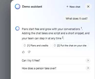 Preview of the Overlay sidebar chat template