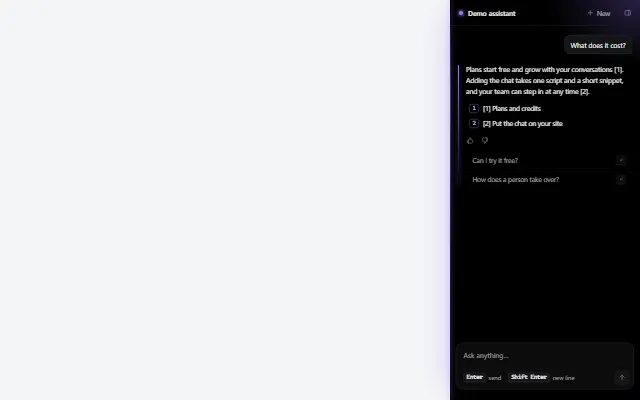 Preview of the Dark sidebar chat template