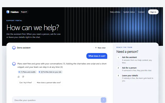 A OneType support portal page