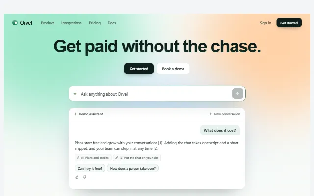 Preview of the SaaS ask hero chat template